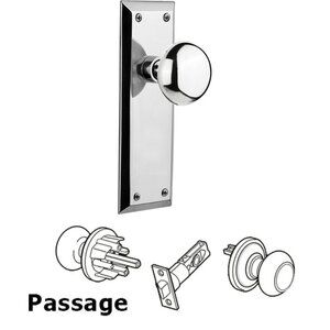 Nostalgic Passage Door NIB New York Plate Door Knob in Bright Chrome NIB 2 avail